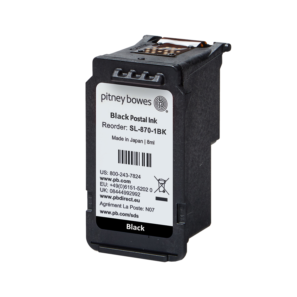 Pitney Bowes SendPro Mailstation Ink - Genuine Original Black Ink Cartridge